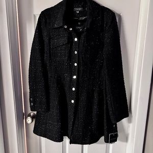 LAUNDRY by Shelli Seal Black/Silver Mid-Length Coat (Never Worn w/ Tags)